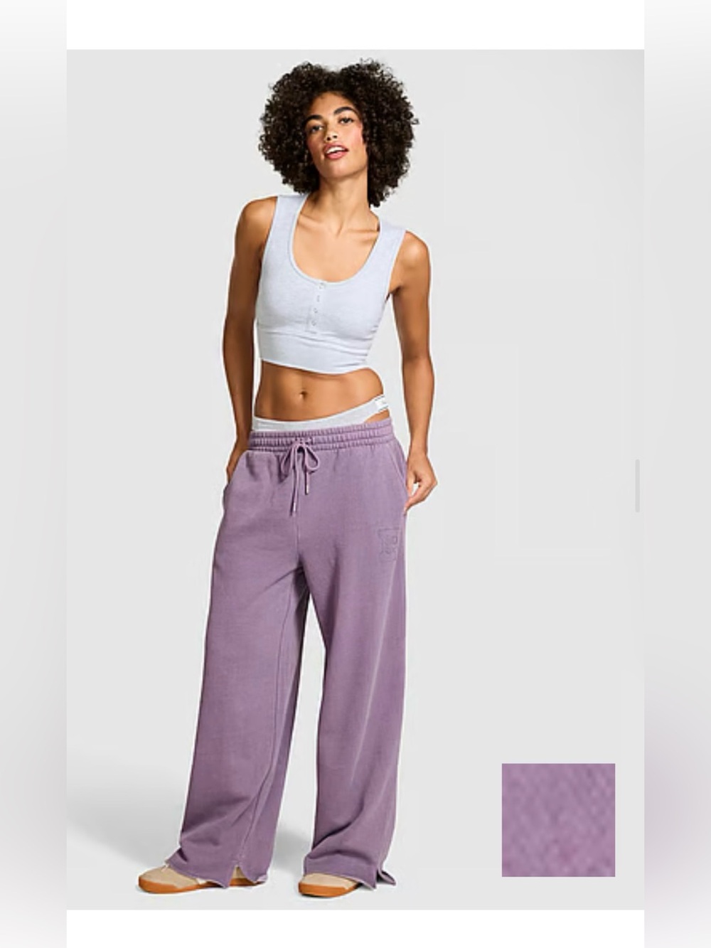 Victoria’s Secret PINK Campus Fleece Wide-Leg Split-Hem Sweatpants XL Long Plum